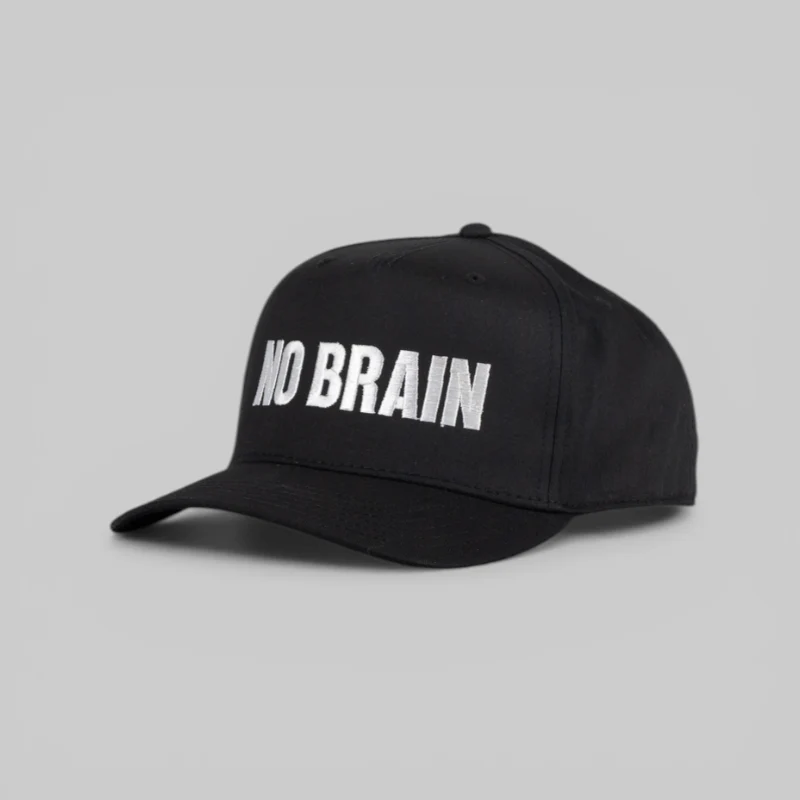No Brain 6 Panel Snapback - Black
