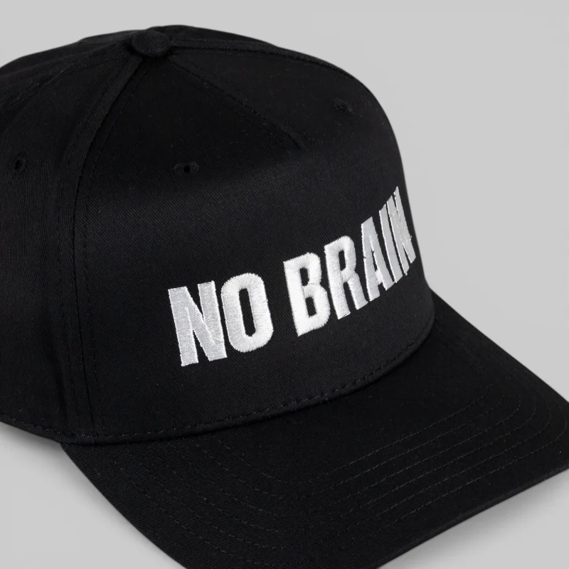 No Brain 6 Panel Snapback - Black - Image 3