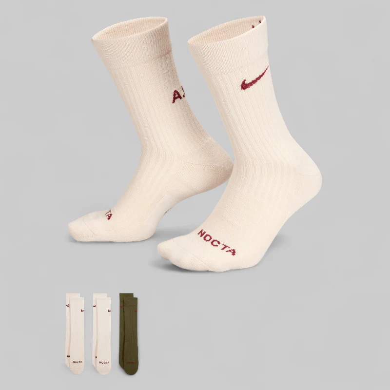 NOCTA Crew Sock (3 Pack) - Light Orewood Brown/ Cargo Khaki