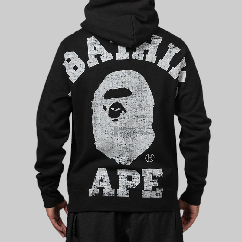Over Print Full Zip Hoodie - Black