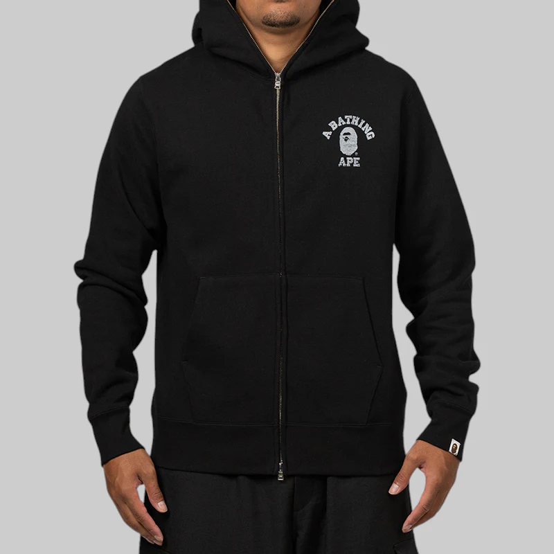 Over Print Full Zip Hoodie - Black - Image 2