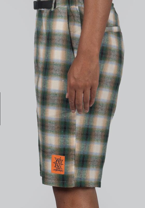 Peace Circle Belted Short - Green Plaid - Image 2