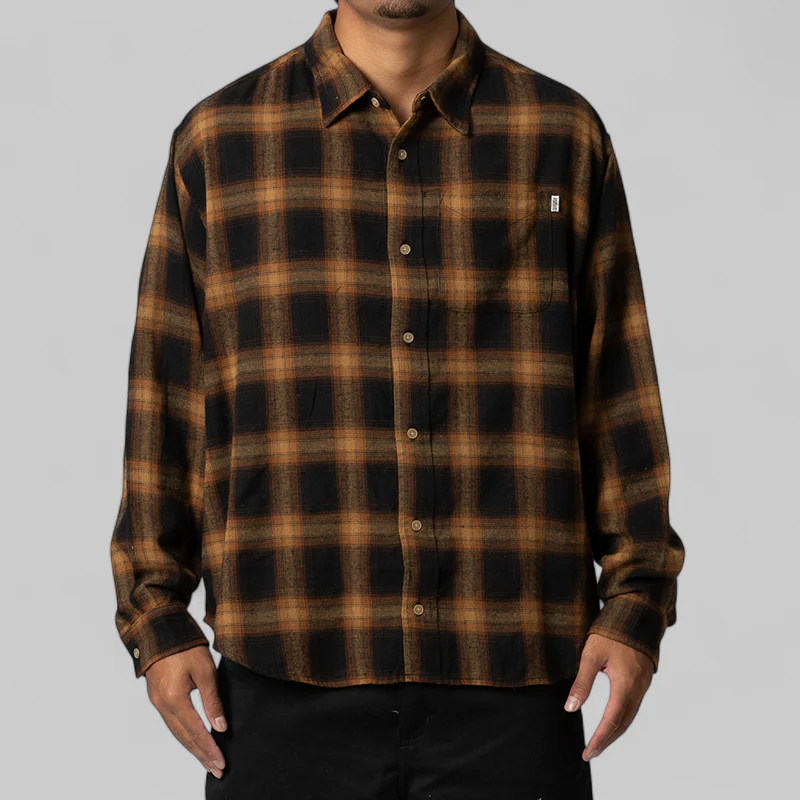 Plaid Classic Long Sleeve Shirt - Mustard