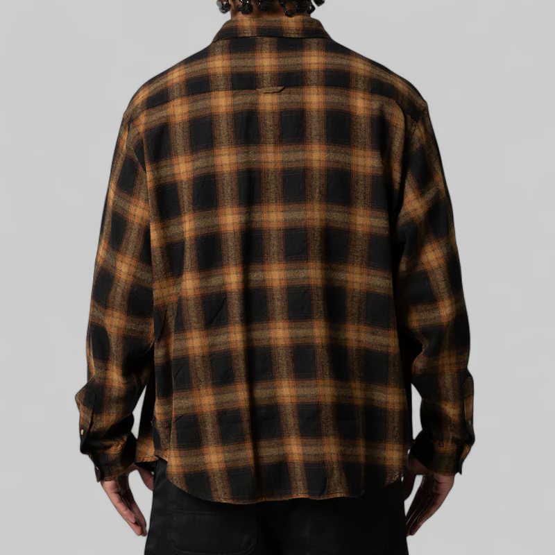 Plaid Classic Long Sleeve Shirt - Mustard - Image 6