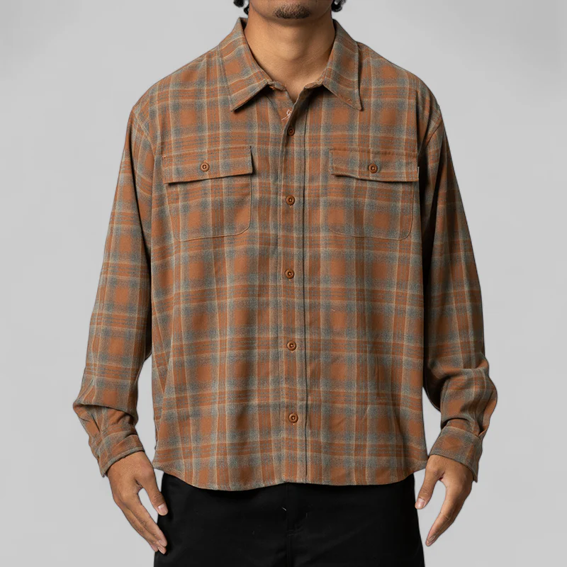 Plaid Long Sleeve Overshirt - Sienna