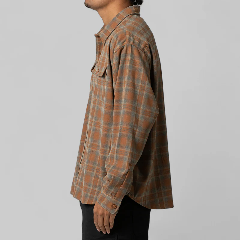 Plaid Long Sleeve Overshirt - Sienna - Image 3