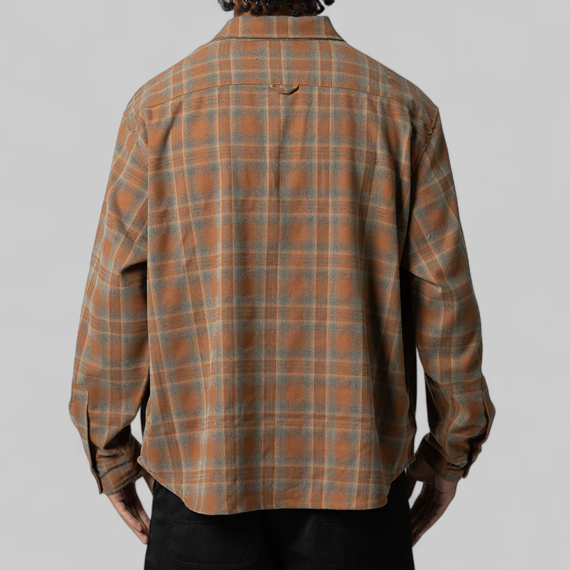 Plaid Long Sleeve Overshirt - Sienna - Image 4