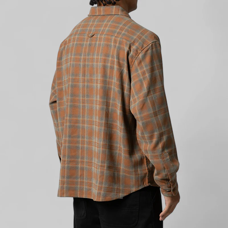 Plaid Long Sleeve Overshirt - Sienna - Image 5