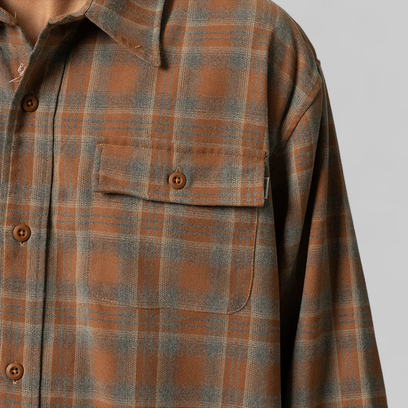 Plaid Long Sleeve Overshirt - Sienna - Image 6
