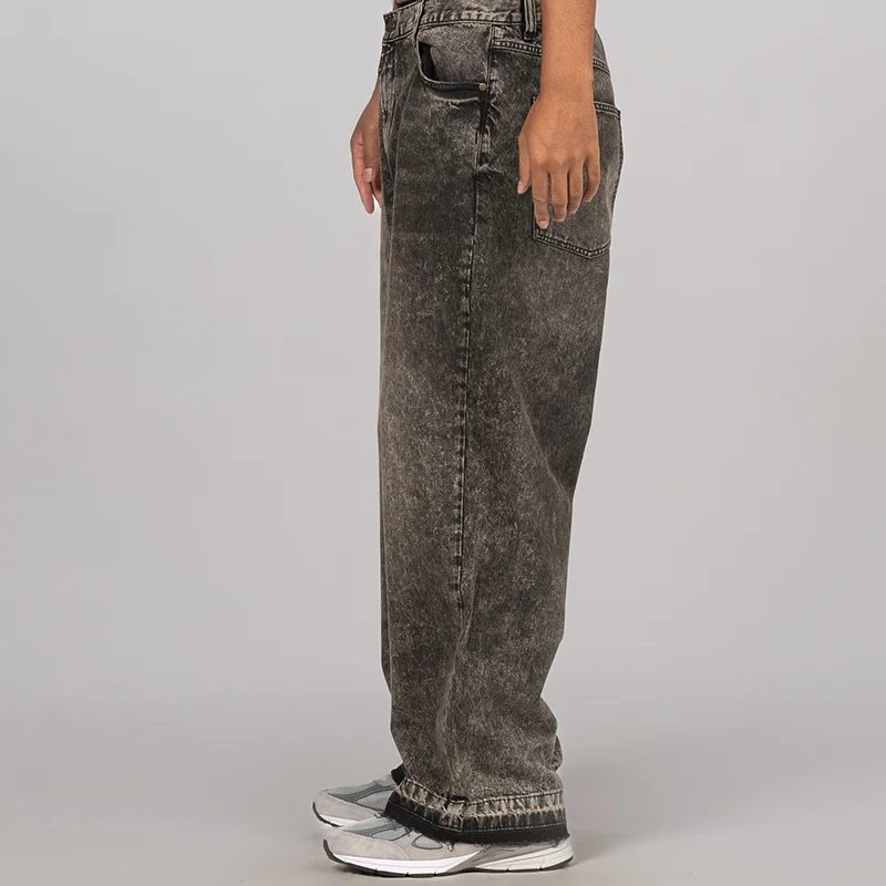 Printed 5 Pocket Jean - Worn Black - Image 3