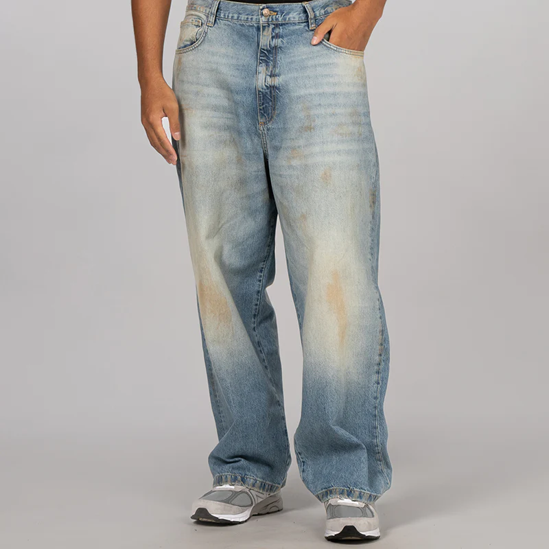 Printed 5 Pocket Jean - Worn Blue