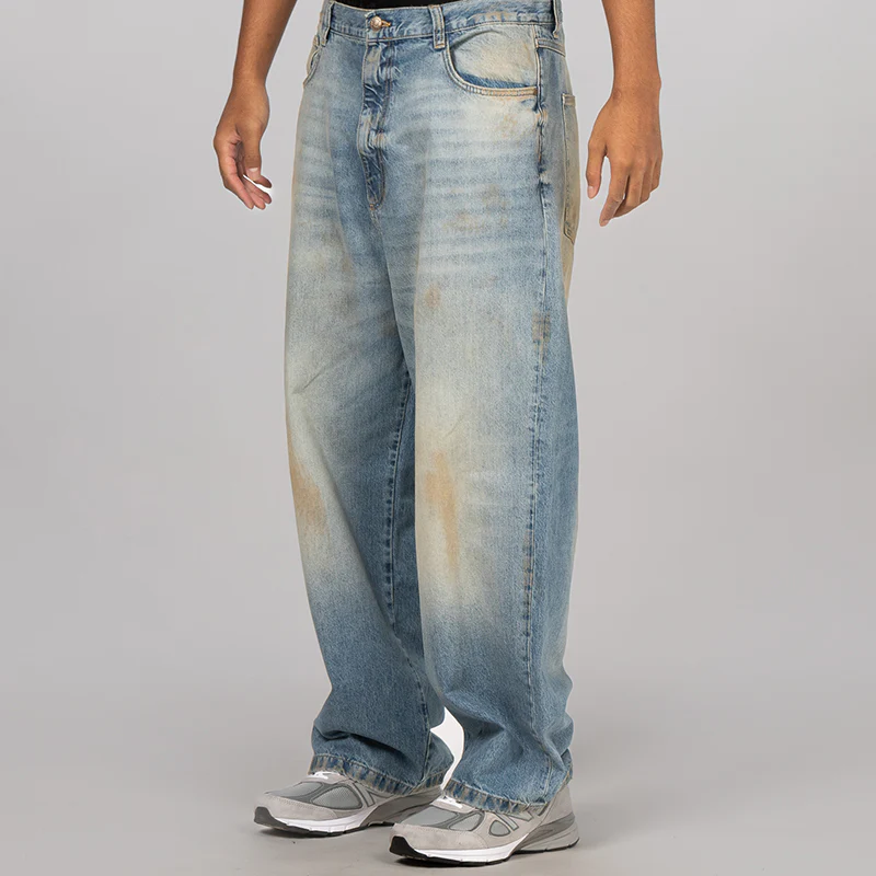 Printed 5 Pocket Jean - Worn Blue - Image 2