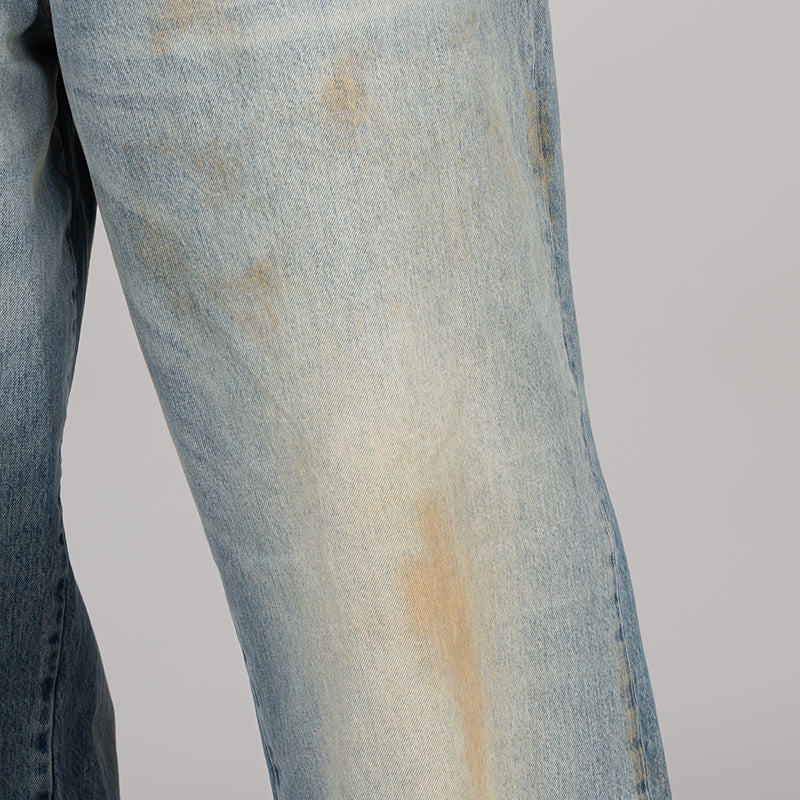 Printed 5 Pocket Jean - Worn Blue - Image 8