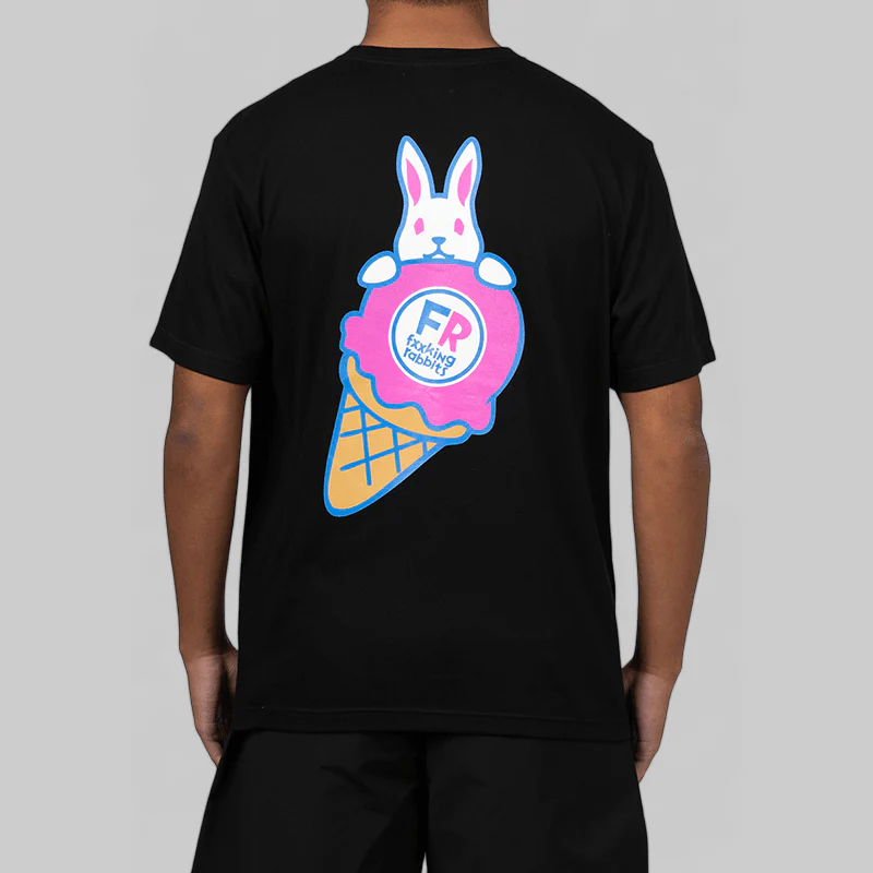Rabbits Ice Cream T-Shirt - Black