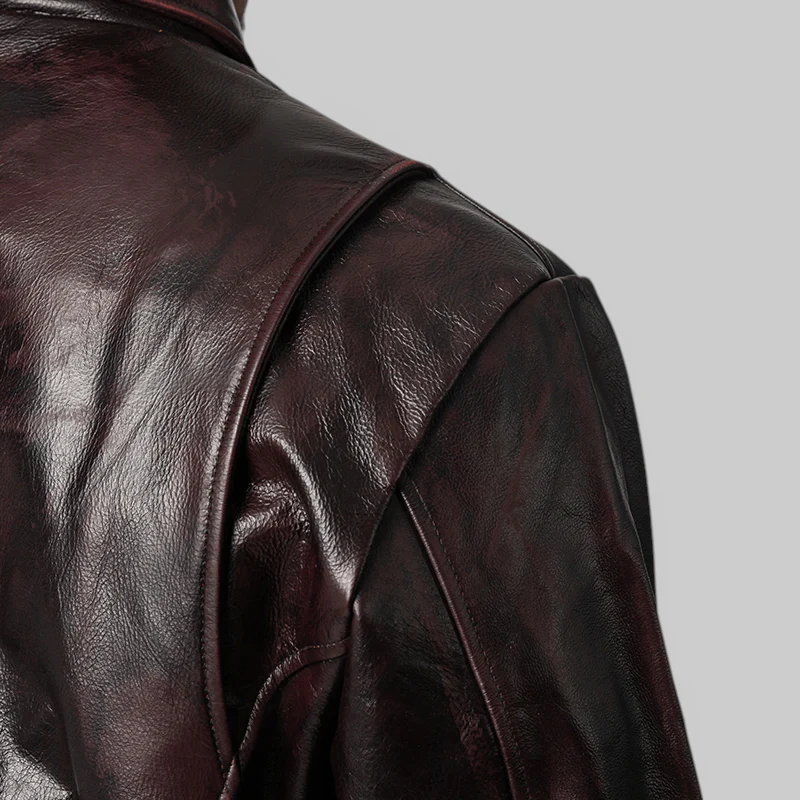 Red Washed Bio Soldier Leather Jacket - Black - Image 5