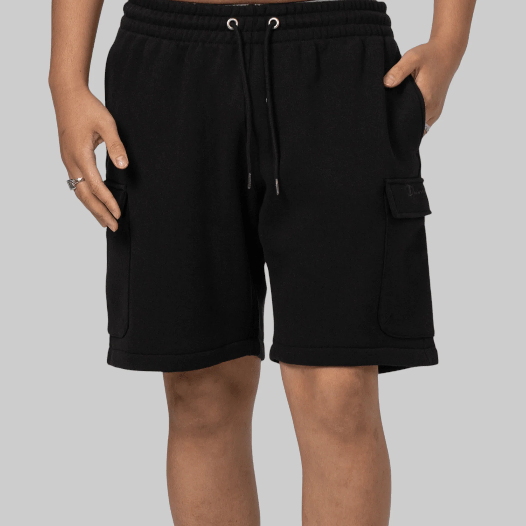 Reverse Weave Cargo Short - Black - Image 2