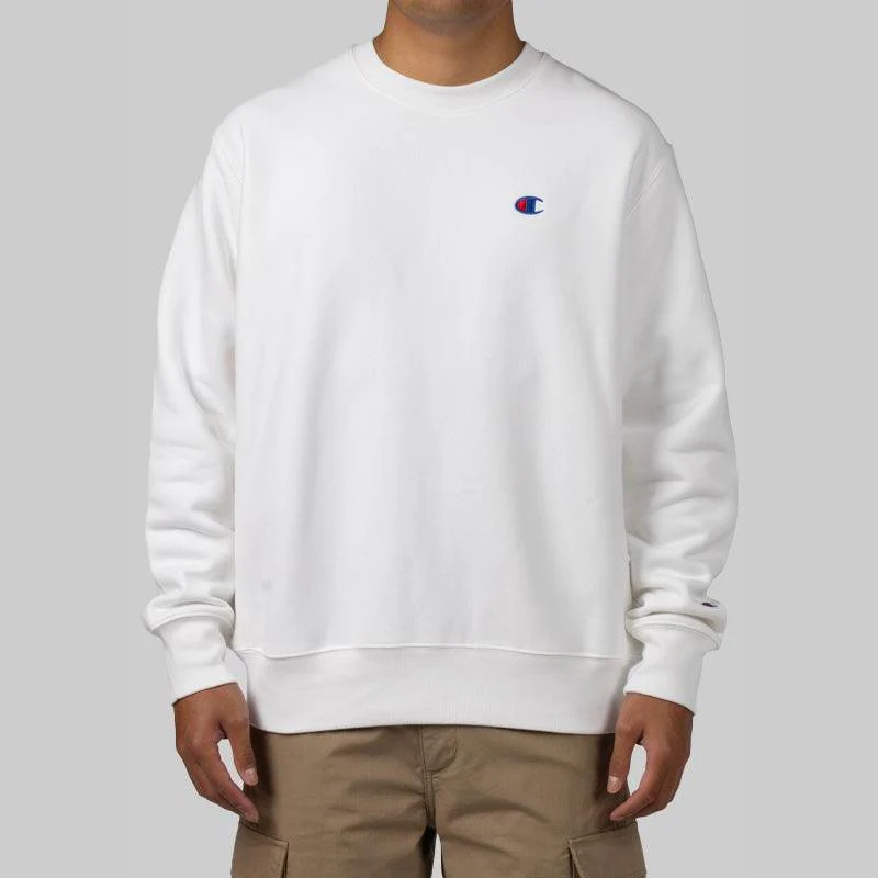Reverse Weave Small C Crew - White