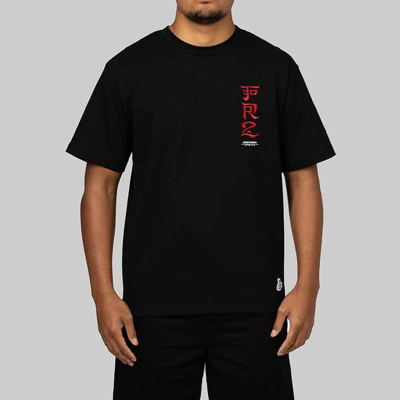 Round Logo Embroidery T-Shirt - Black - Image 2