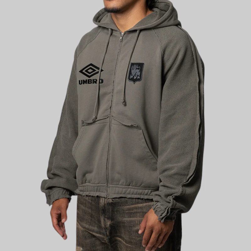 Royal Arms Zip Masked Hoodie - Smock Grey - Image 2