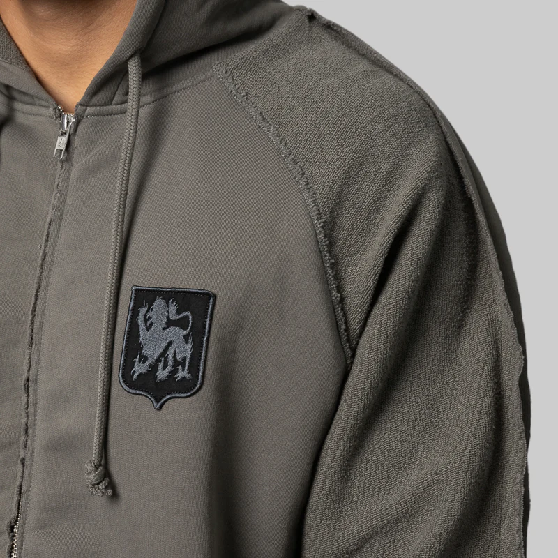 Royal Arms Zip Masked Hoodie - Smock Grey - Image 7