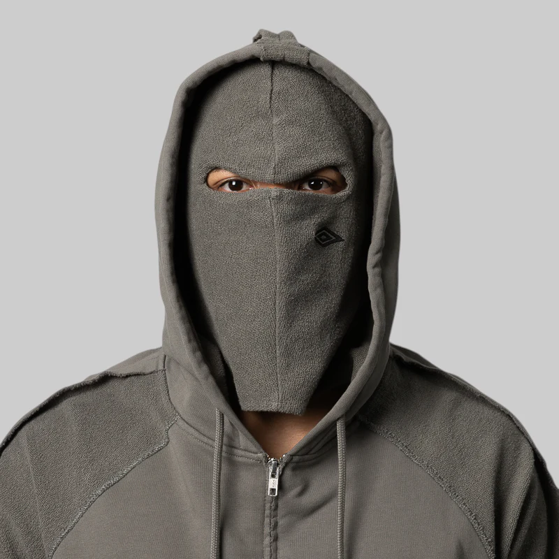 Royal Arms Zip Masked Hoodie - Smock Grey - Image 8