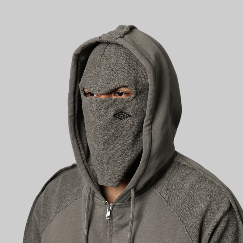 Royal Arms Zip Masked Hoodie - Smock Grey - Image 9