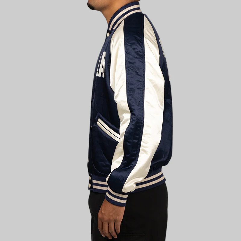Satin Stadium Jacket - Navy - Image 3