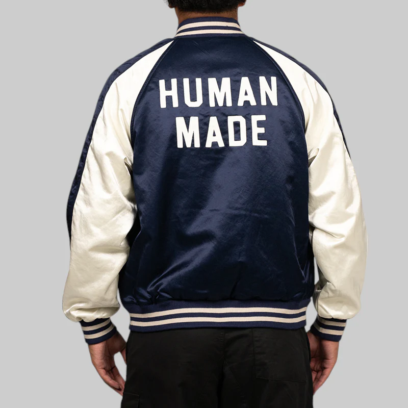 Satin Stadium Jacket - Navy - Image 4
