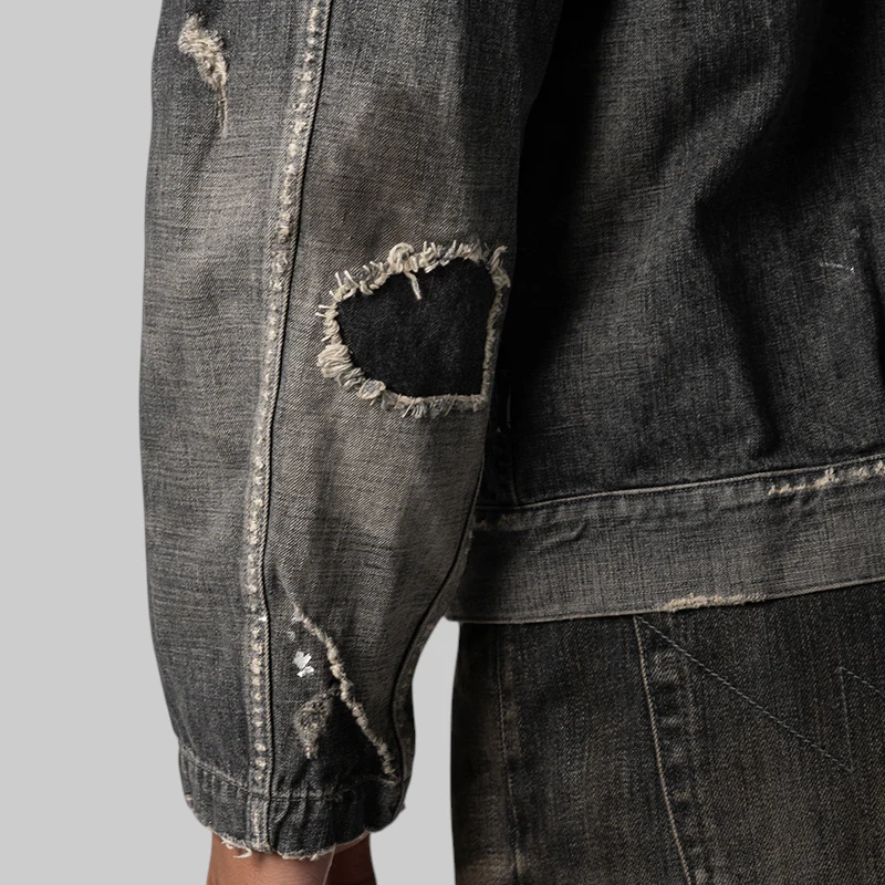 Savage LW Denim Zip Jacket - Black - Image 6