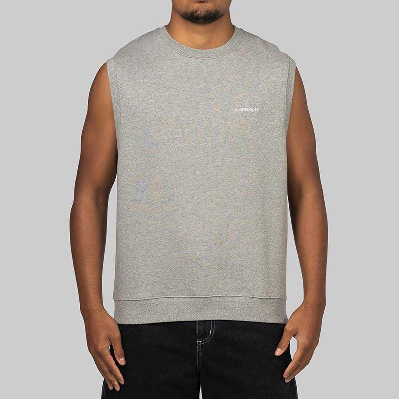 Script Vest Sweat - Grey Heather/White