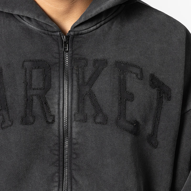 Shadow Arc Full Zip Hoodie - Washed Black - Image 5