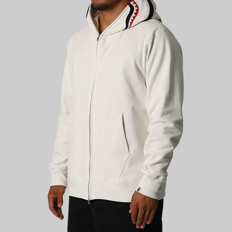 Shark Full Zip Hoodie - Ivory - Image 3