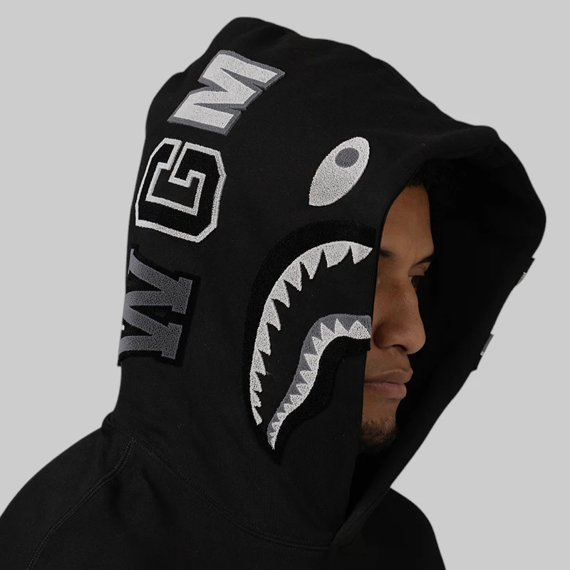 Shark Logo Relaxed Fit Hoodie - Black
