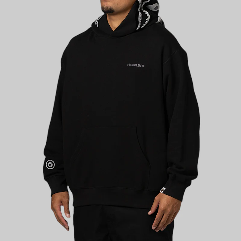 Shark Logo Relaxed Fit Hoodie - Black - Image 4