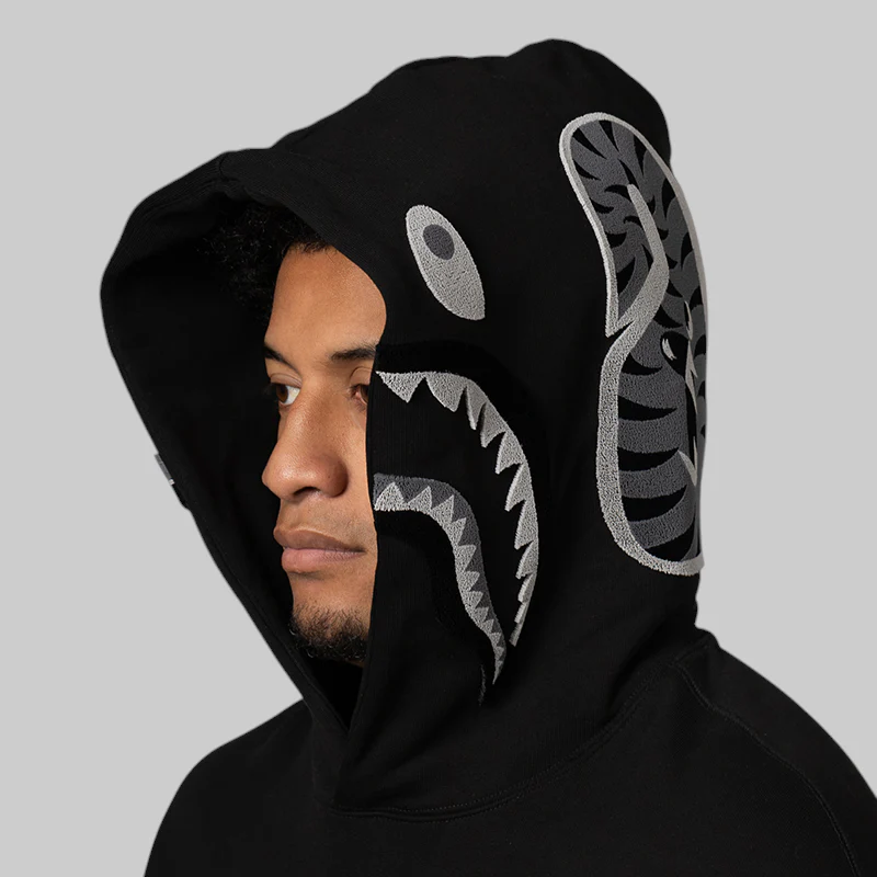 Shark Logo Relaxed Fit Hoodie - Black - Image 5