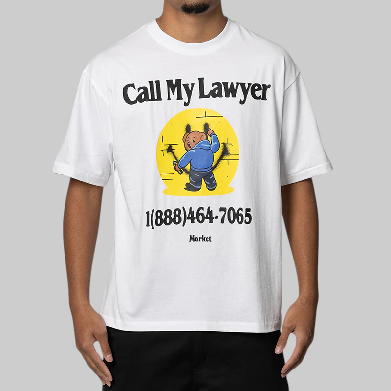 Smiley Call My Lawyer Bear T-Shirt - White