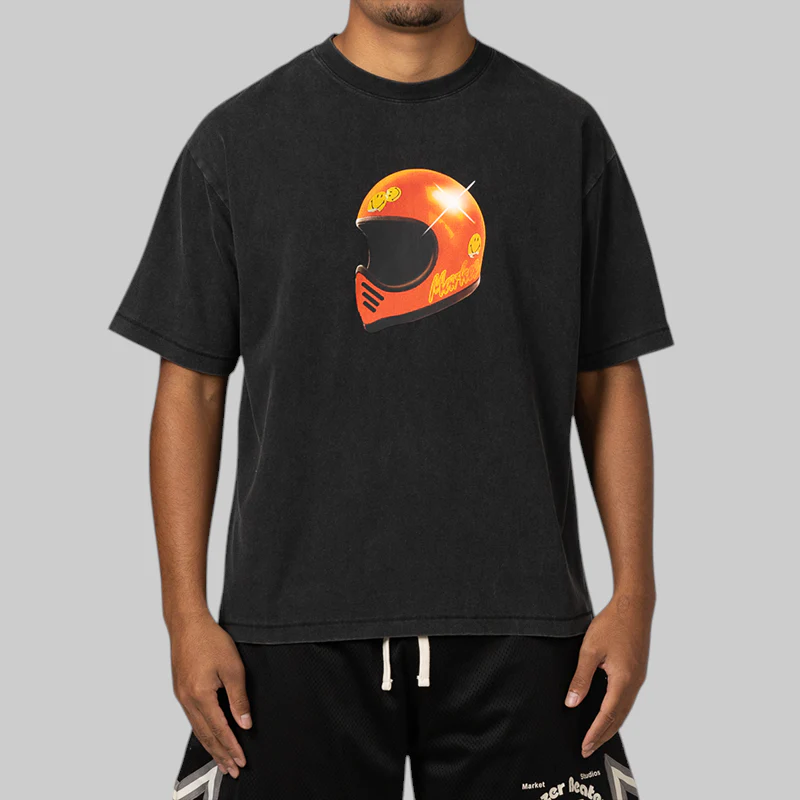 Smiley Full Face T-Shirt - Washed Black