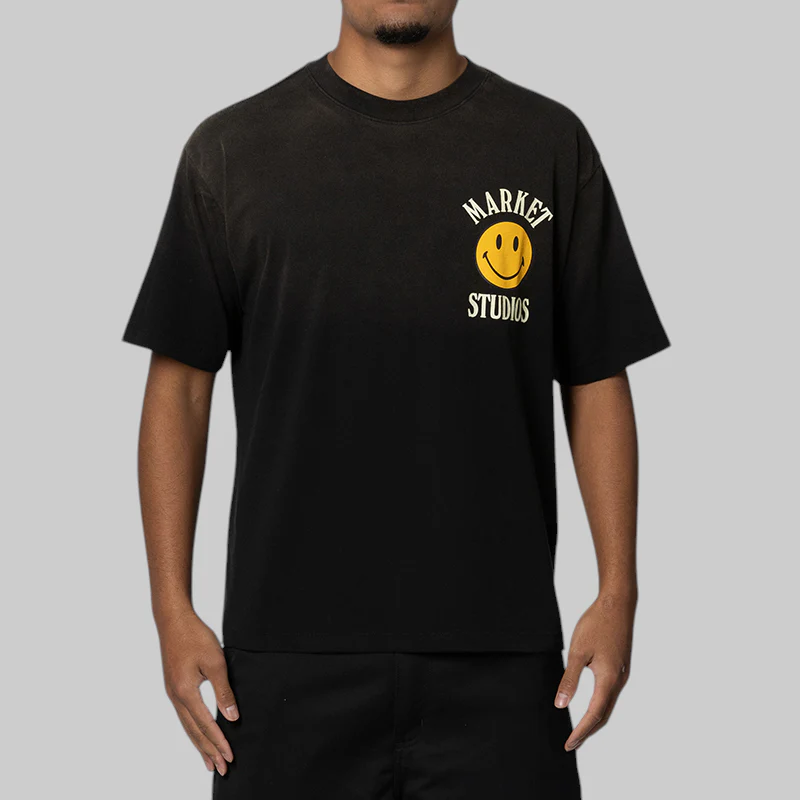 Smiley Upside Down Lockup T-Shirt - Jet Black