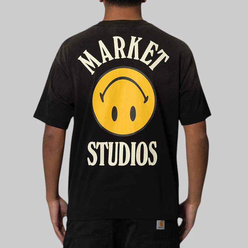 Smiley Upside Down Lockup T-Shirt - Jet Black - Image 2