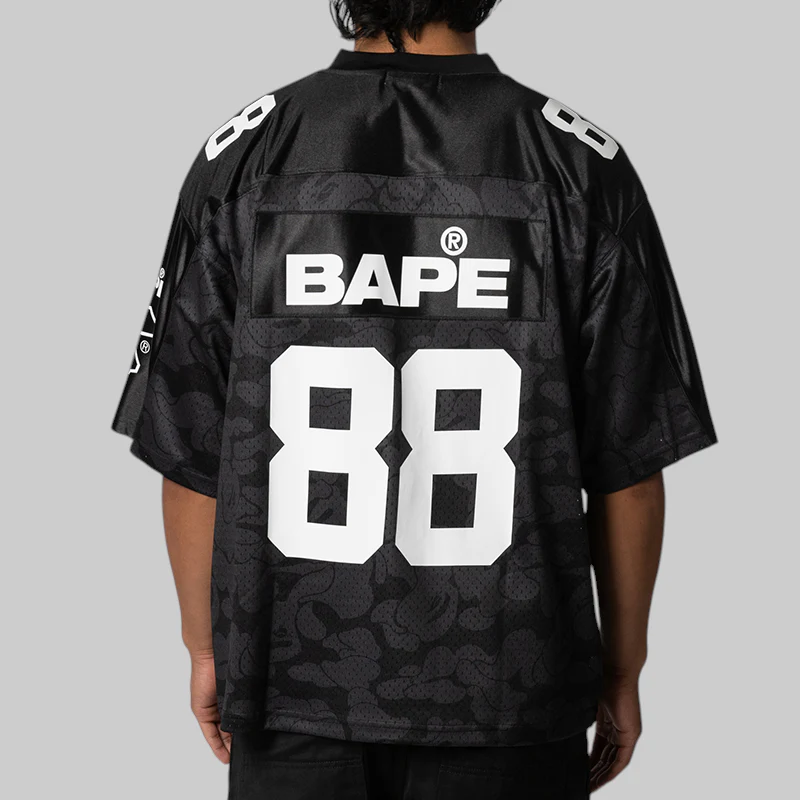 Solid Camo Multi Logo Relaxed Fit Football Jersey T-Shirt - Black - Image 3