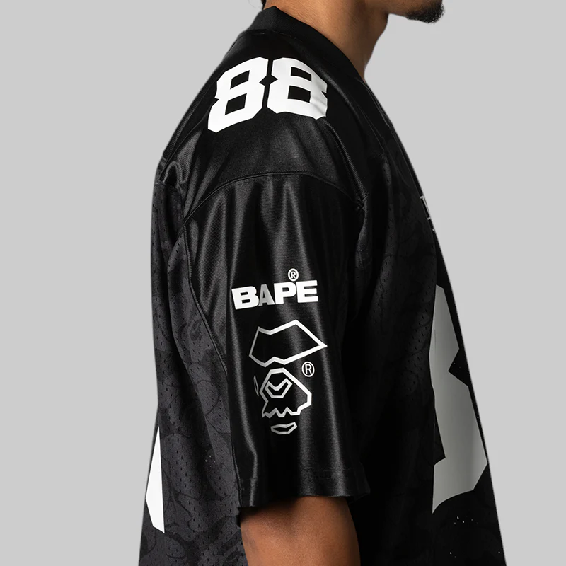 Solid Camo Multi Logo Relaxed Fit Football Jersey T-Shirt - Black - Image 4