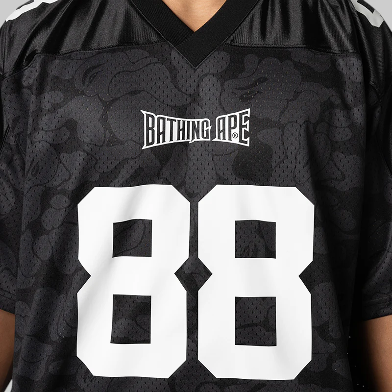 Solid Camo Multi Logo Relaxed Fit Football Jersey T-Shirt - Black - Image 6