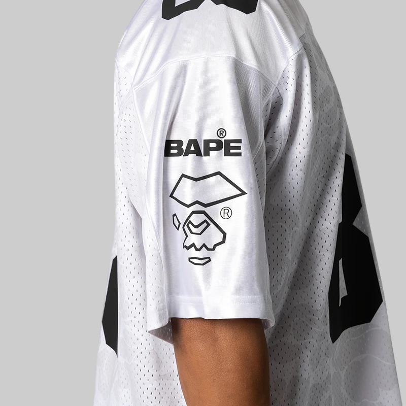 Solid Camo Multi Logo Relaxed Fit Football Jersey T-Shirt - White - Image 5