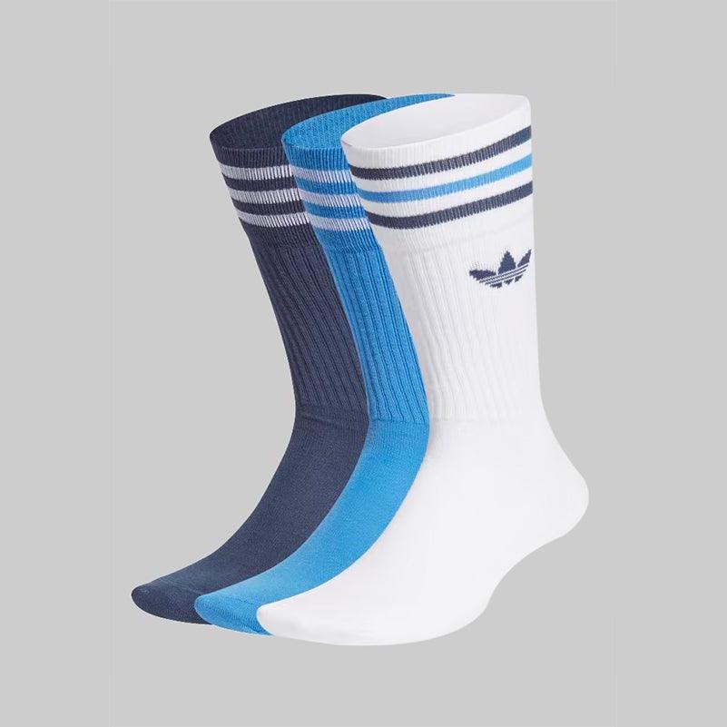 Solid Crew Sock 3 Pack - White/Blue/Navy