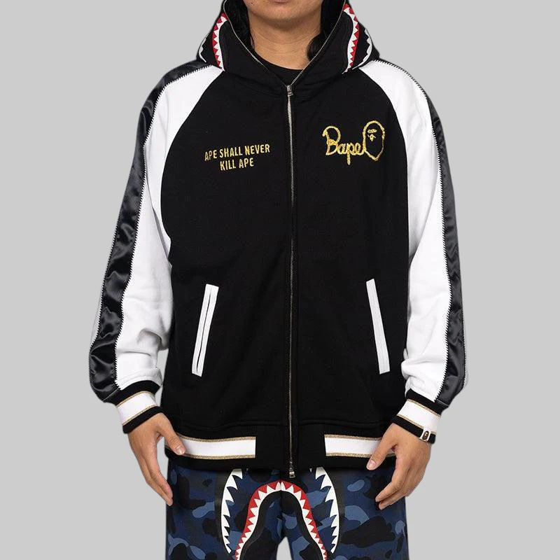 Souvenir Shark Zip Hoodie - Black - Image 4