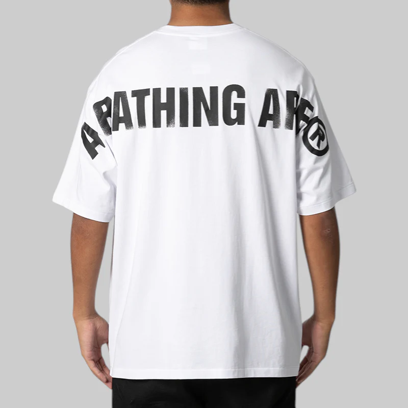 Spray Print Ape Head Relaxed Fit T-Shirt #2 - White - Image 2