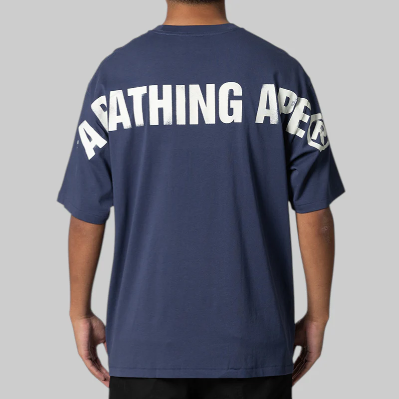 Spray Print Ape Head Relaxed Fit T-Shirt - Navy - Image 2