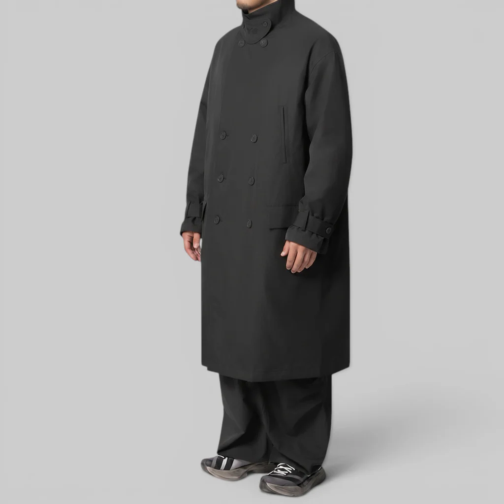 Spun Nylon Cabban Coat - Black - Image 2