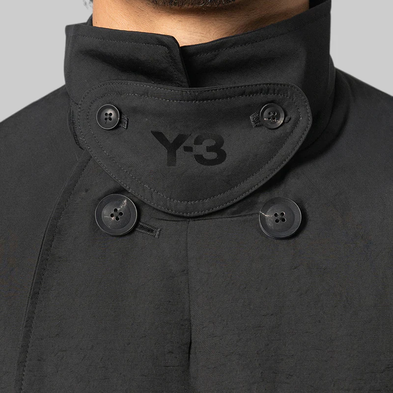 Spun Nylon Cabban Coat - Black - Image 4