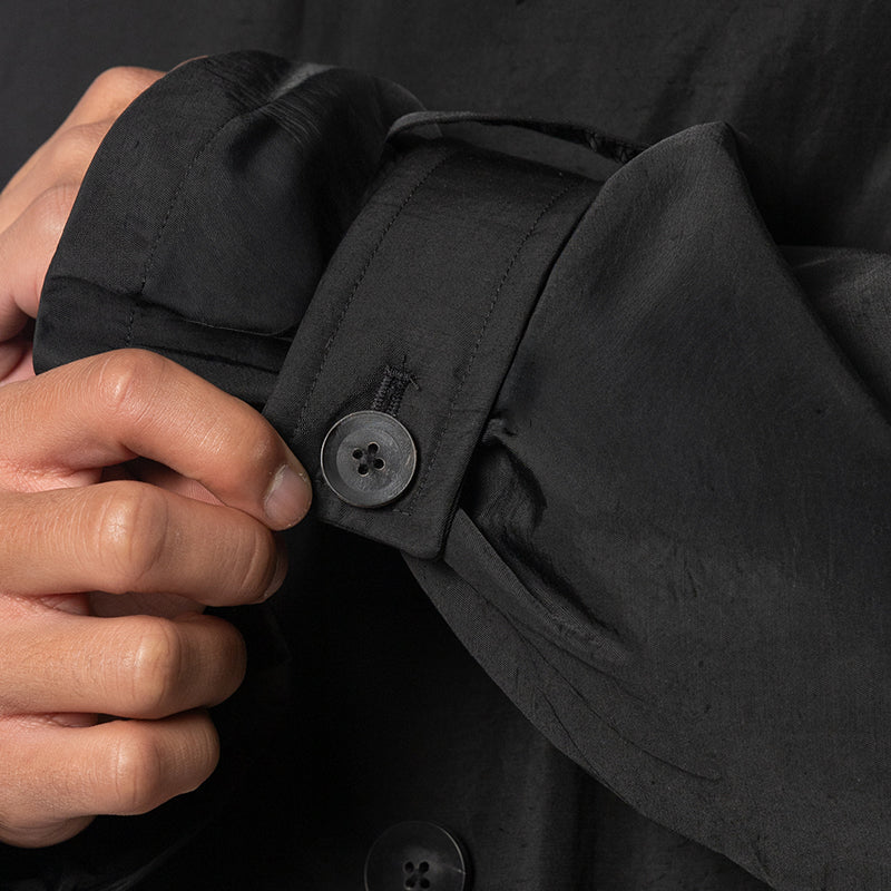 Spun Nylon Cabban Coat - Black - Image 7